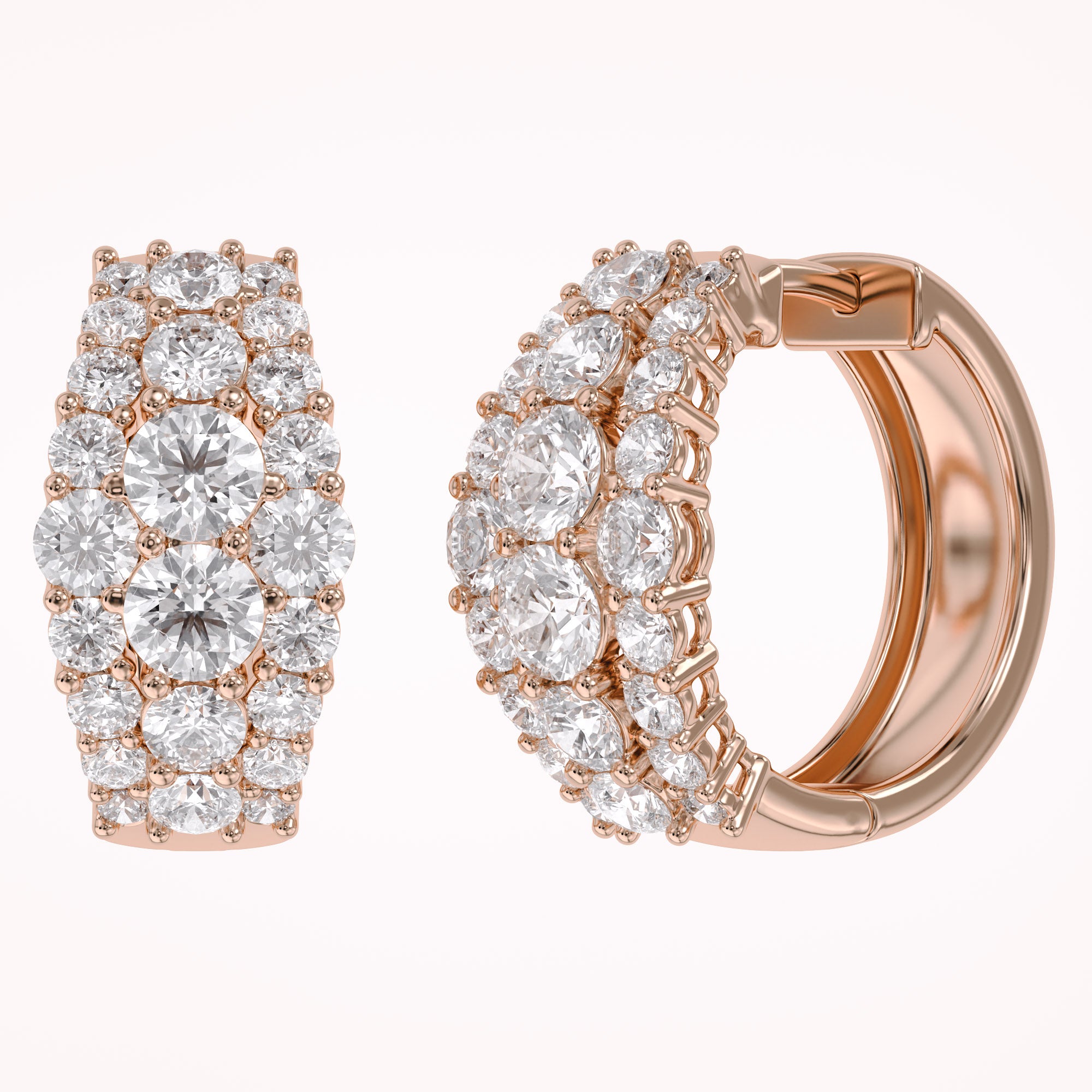 Triple Row Lab Grown Diamond Hoop Earrings