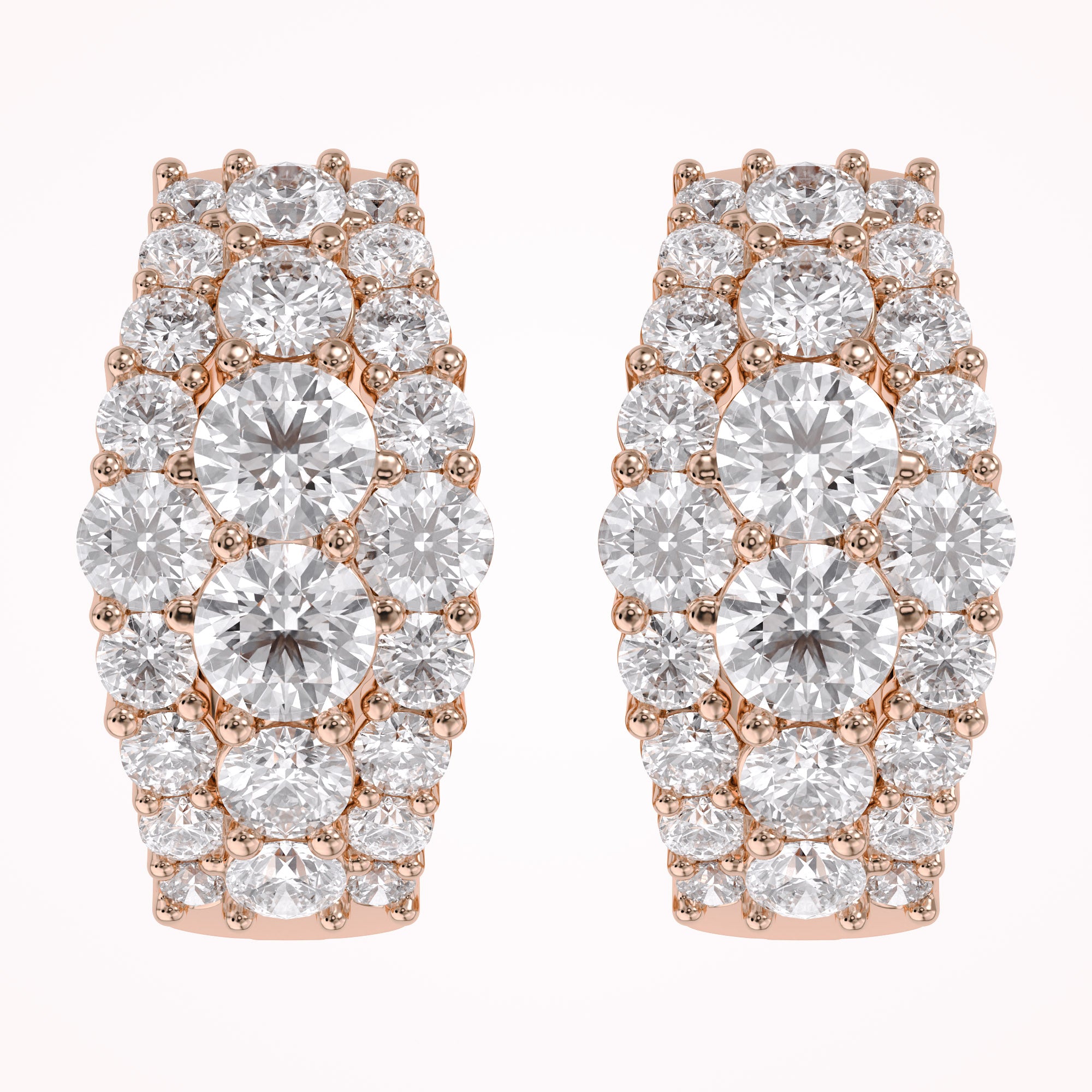 Triple Row Lab Grown Diamond Hoop Earrings