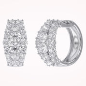 Triple Row Lab Grown Diamond Hoop Earrings