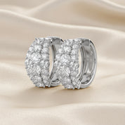 Triple Row Lab Grown Diamond Hoop Earrings