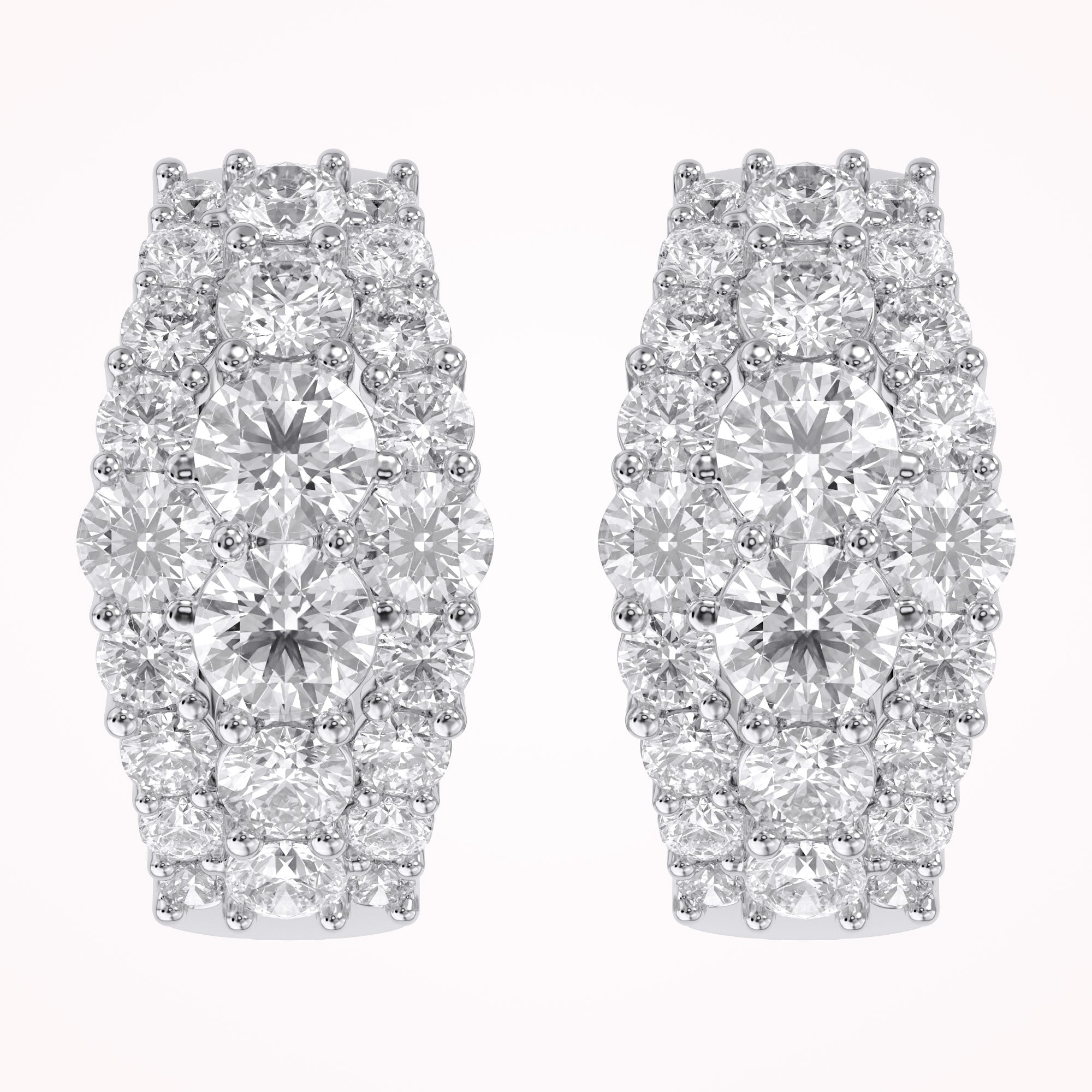 Triple Row Lab Grown Diamond Hoop Earrings