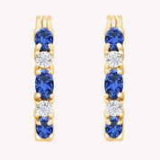 Blue Sapphire & Natural Diamond Hoop Earrings