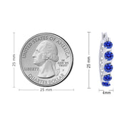 Round Simulated Blue Sapphire Dainty Hoop Earrings for Women Sterling Silver