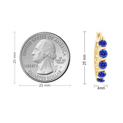 Round Simulated Blue Sapphire Dainty Hoop Earrings for Women Sterling Silver