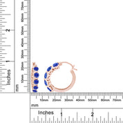 Round Simulated Blue Sapphire Dainty Hoop Earrings for Women Sterling Silver