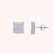 Pave Set Lab Grown Diamond Square Stud Earrings for Women