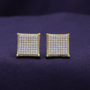 Pave Set Lab Grown Diamond Square Stud Earrings for Women