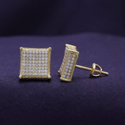 Pave Set Lab Grown Diamond Square Stud Earrings for Women