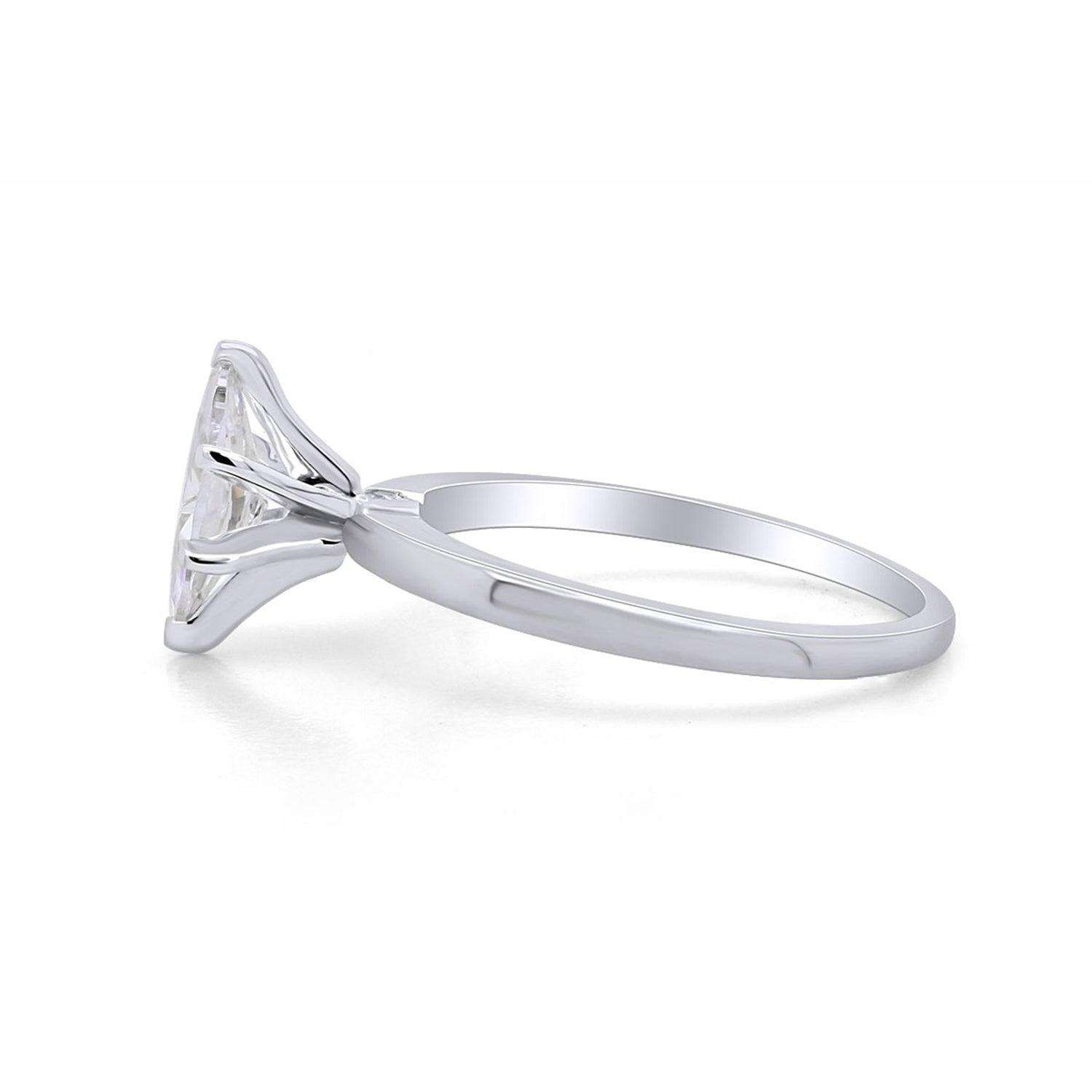 14K Gold Over Sterling Silver Marquise Cut Cubic Zirconia Solitaire Engagement Wedding Ring For Womens Gift For Her