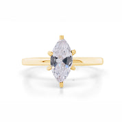 14K Gold Over Sterling Silver Marquise Cut Cubic Zirconia Solitaire Engagement Wedding Ring For Womens Gift For Her
