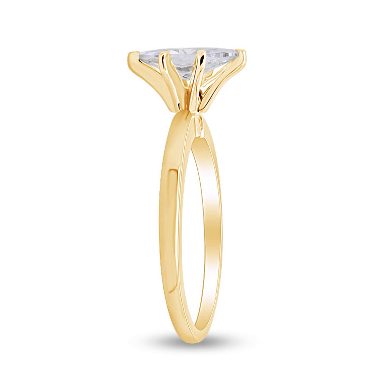 14K Gold Over Sterling Silver Marquise Cut Cubic Zirconia Solitaire Engagement Wedding Ring For Womens Gift For Her