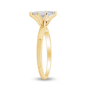 14K Gold Over Sterling Silver Marquise Cut Cubic Zirconia Solitaire Engagement Wedding Ring For Womens Gift For Her