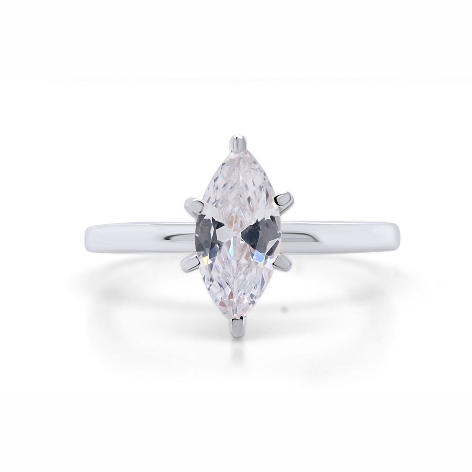 14K Gold Over Sterling Silver Marquise Cut Cubic Zirconia Solitaire Engagement Wedding Ring For Womens Gift For Her