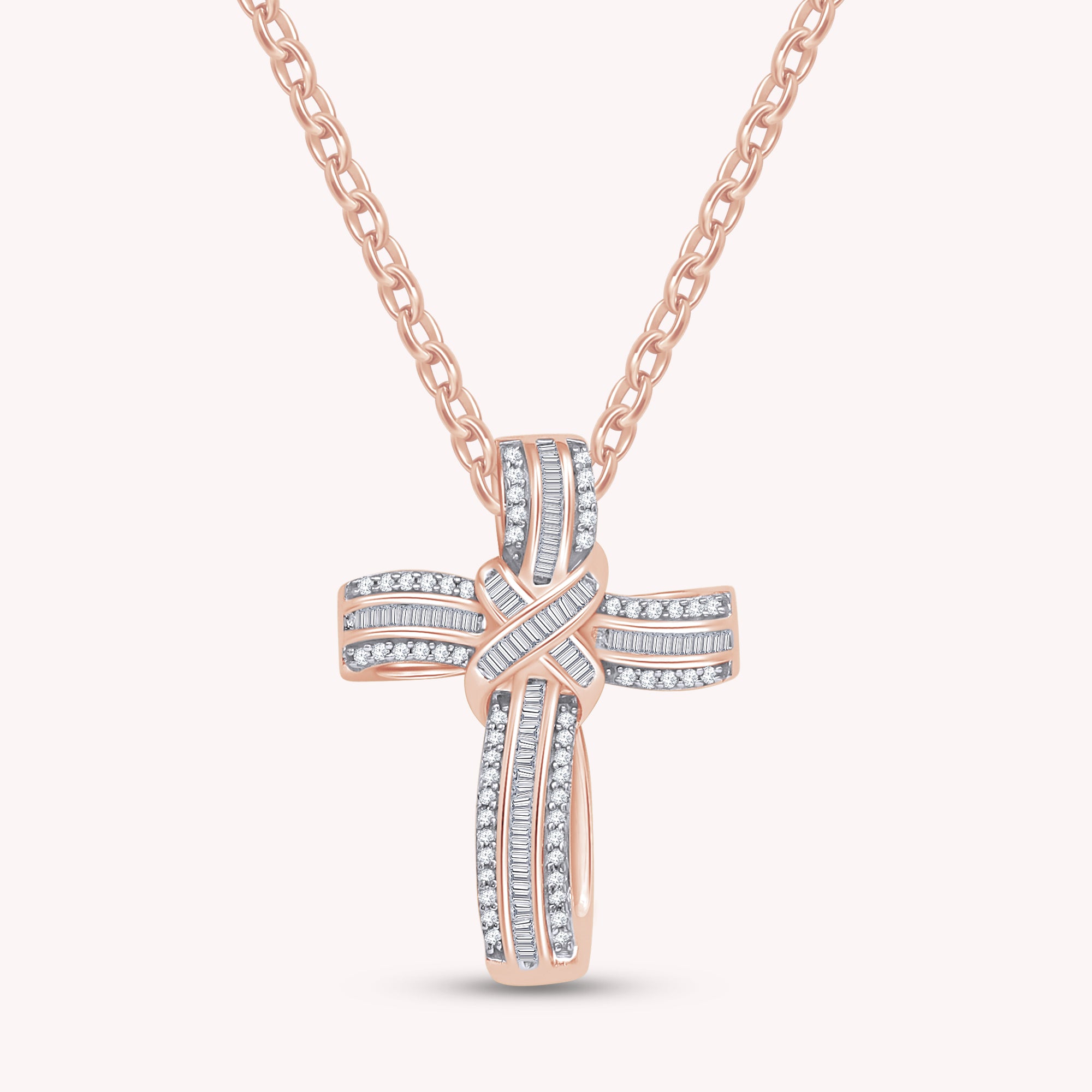 Infinity Cross Natural Diamond Pendant Necklace