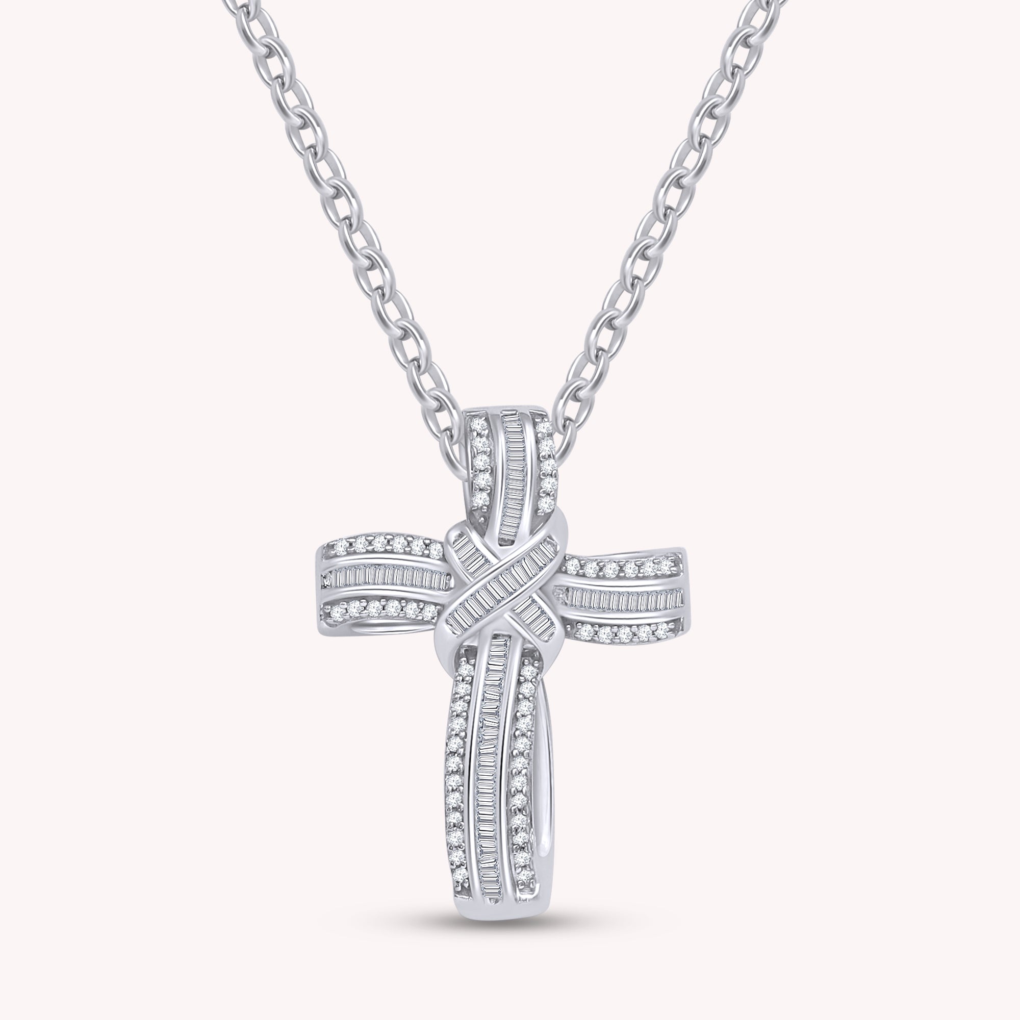 Infinity Cross Natural Diamond Pendant Necklace
