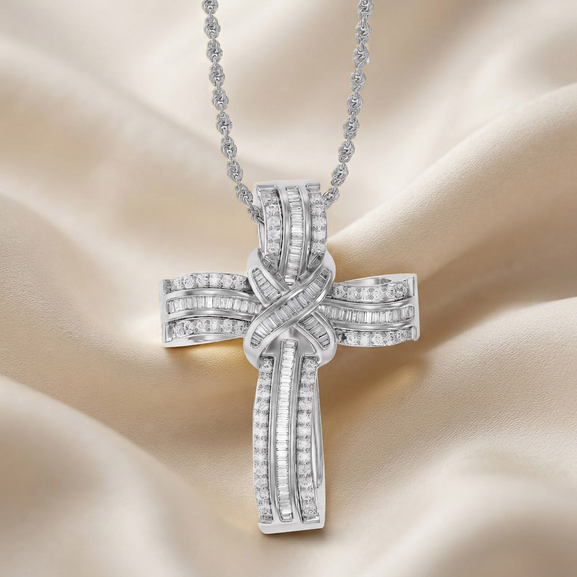 Infinity Cross Lab Created Moissanite Pendant Necklace