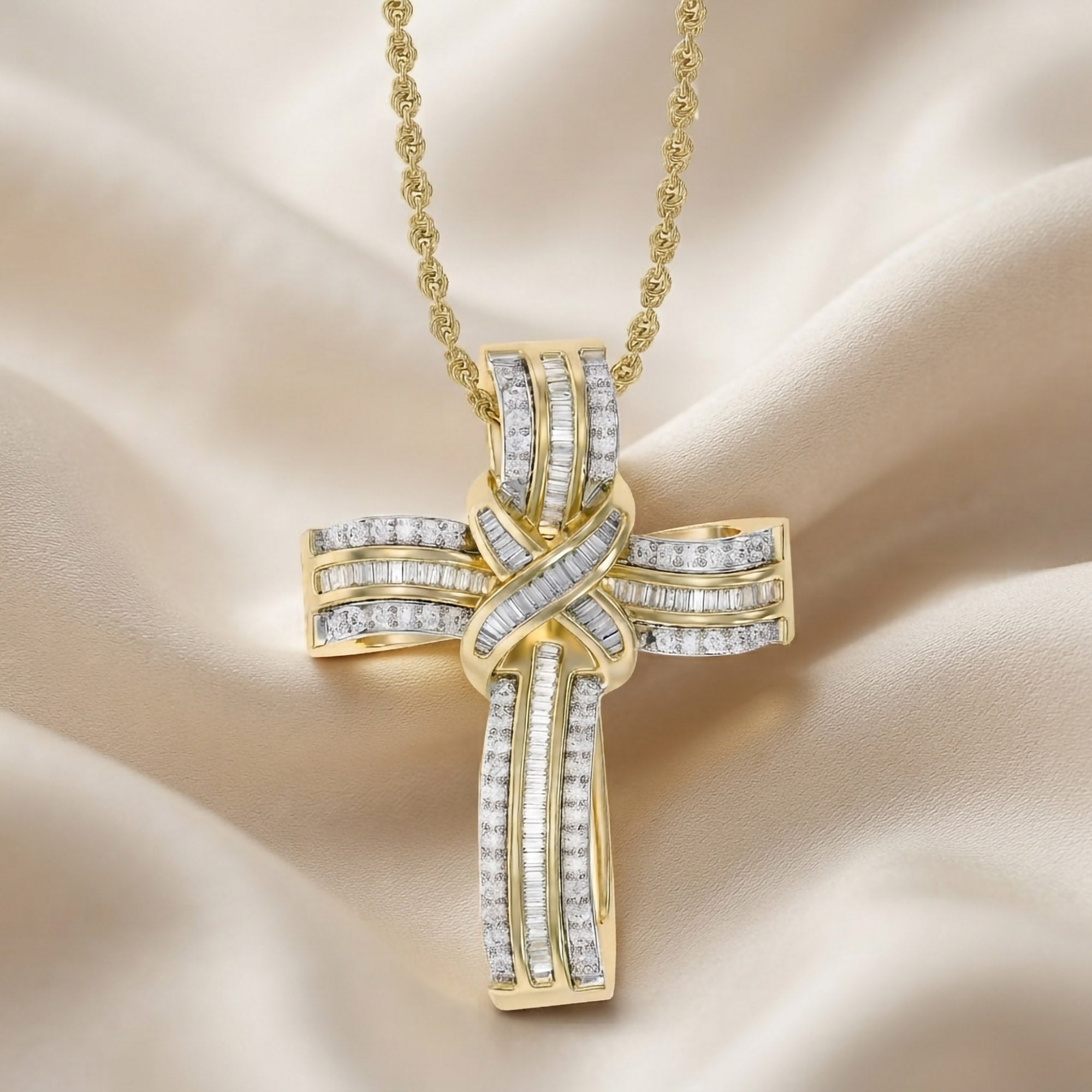 Infinity Cross Lab Grown Diamond Pendant Necklace