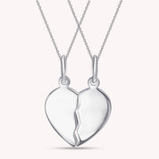 Split Plain Broken Half Heart Pendant Necklace for Couples