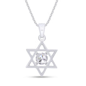 5MM Round Shape CZ Star of David Pendant Necklace in 14K Gold Over Sterling Silver