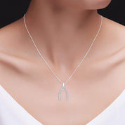 Wishbone Pendant Necklace in 14K Gold Over Sterling Silver