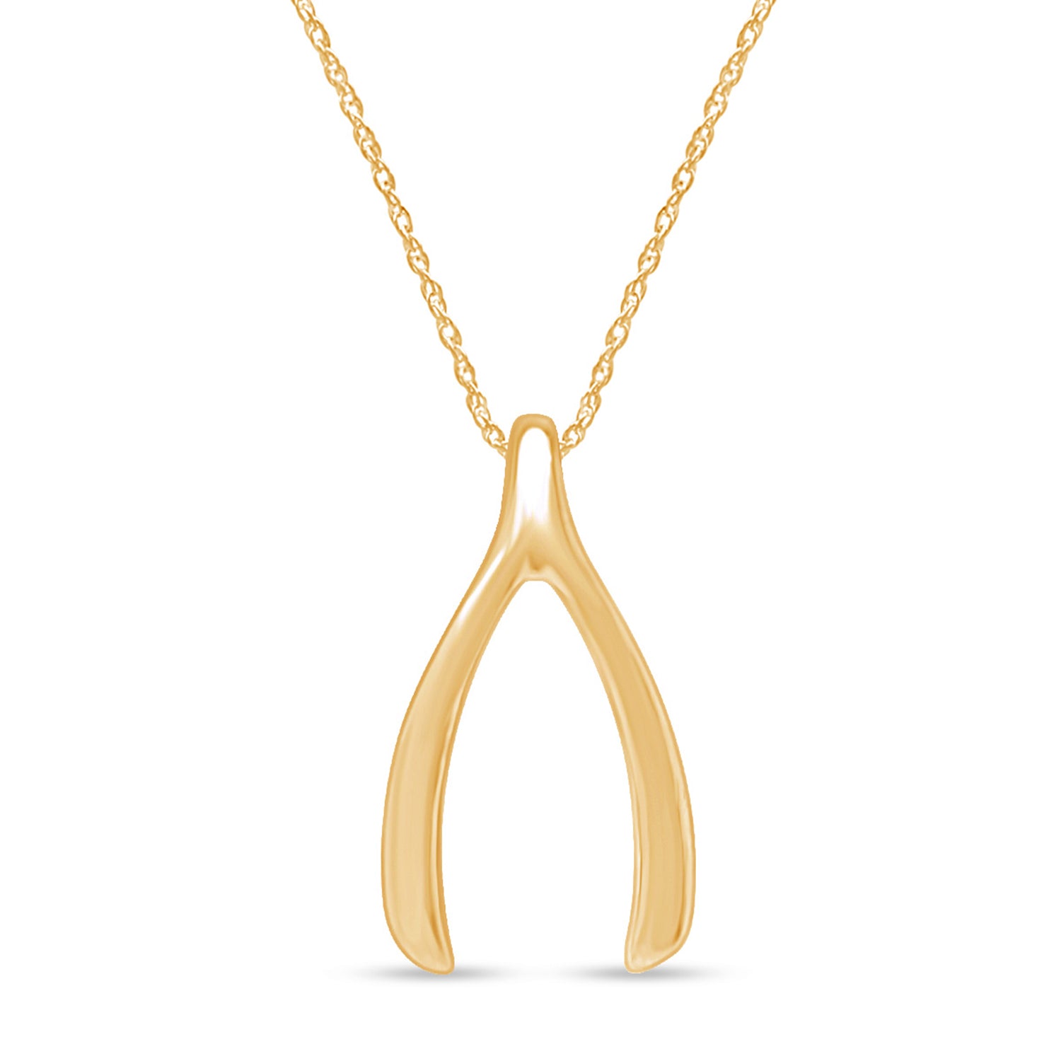Wishbone Pendant Necklace in 14K Gold Over Sterling Silver