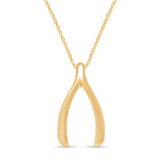 Wishbone Pendant Necklace in 14K Gold Over Sterling Silver