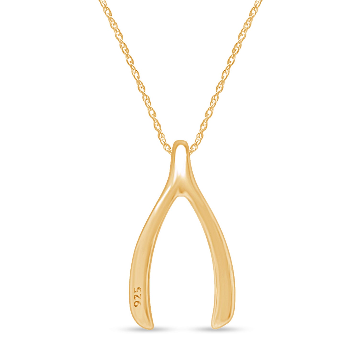 Wishbone Pendant Necklace in 14K Gold Over Sterling Silver