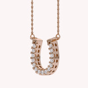 Horseshoe Moissanite Pendant Necklace Sterling Silver