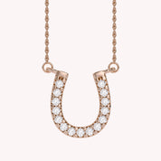 Horseshoe Lab Grown Diamond Pendant Necklace Sterling Silver