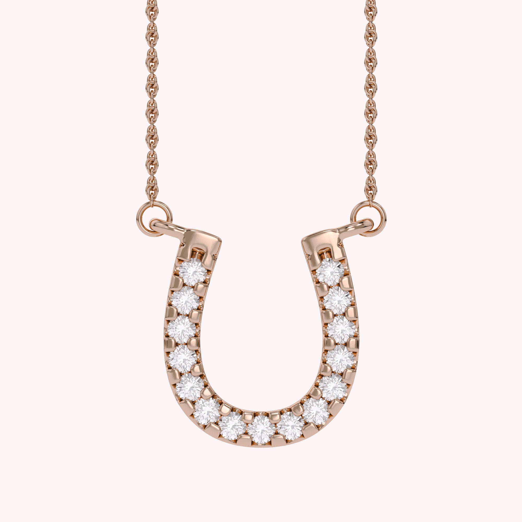 Horseshoe Natural Diamond Pendant Necklace Sterling Silver