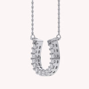 Horseshoe Moissanite Pendant Necklace Sterling Silver
