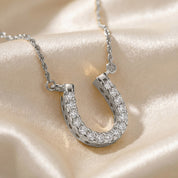 Horseshoe Lab Grown Diamond Pendant Necklace Sterling Silver