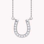 Horseshoe Moissanite Pendant Necklace Sterling Silver
