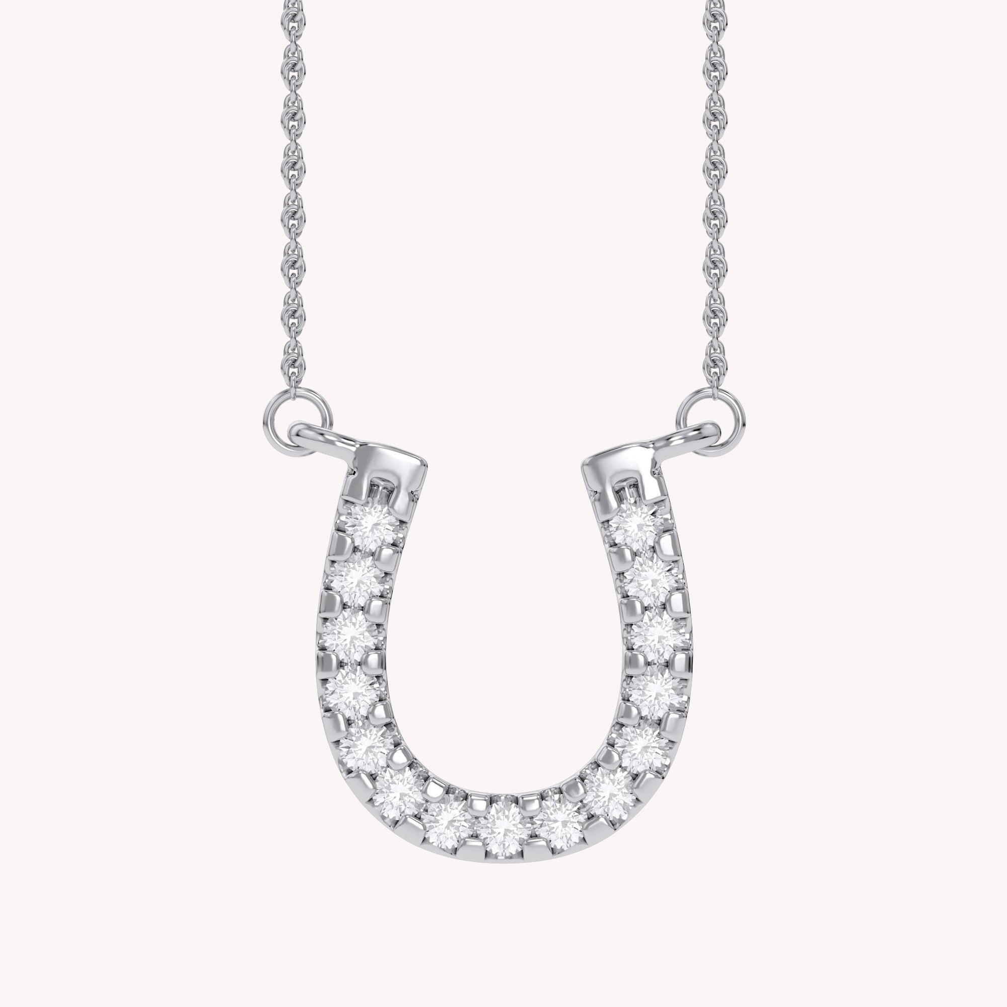 Horseshoe Lab Grown Diamond Pendant Necklace Sterling Silver
