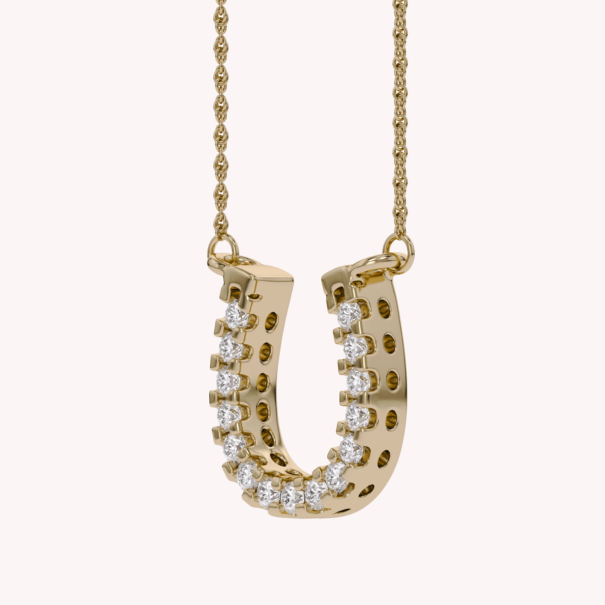 Horseshoe Lab Grown Diamond Pendant Necklace Sterling Silver