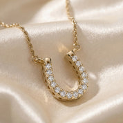 Horseshoe Moissanite Pendant Necklace Sterling Silver