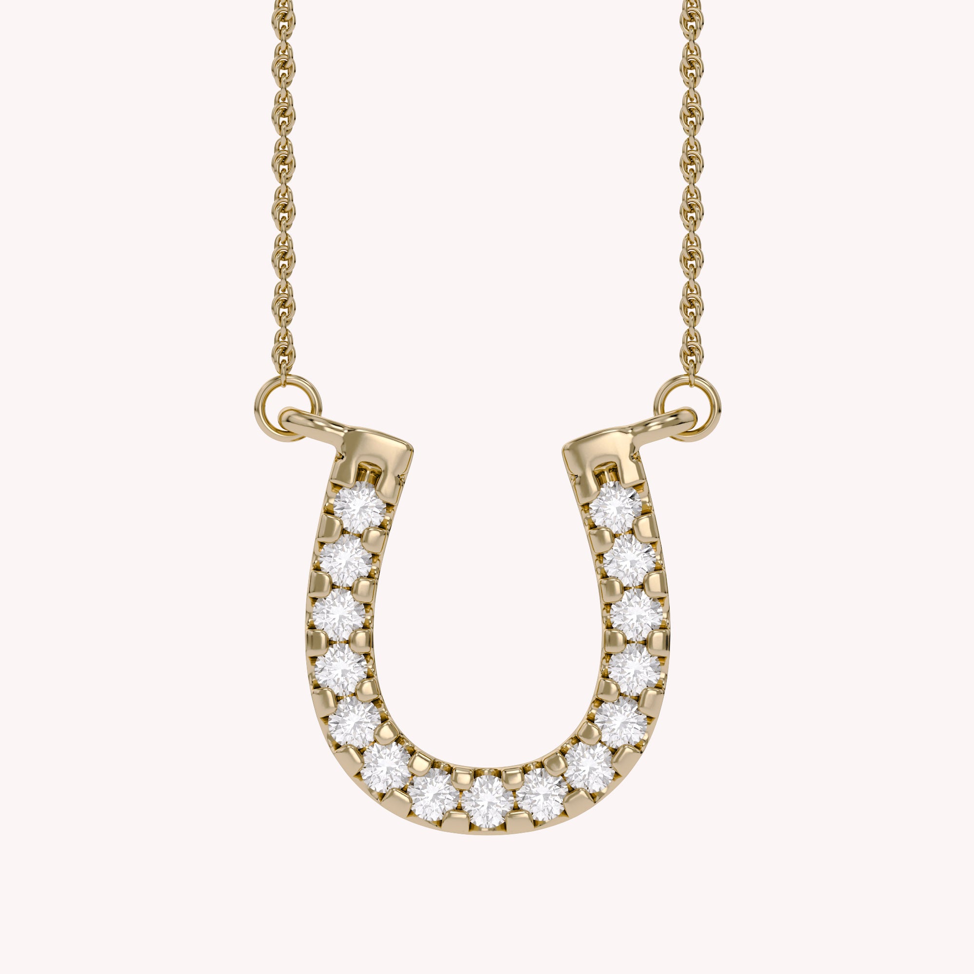 Horseshoe Natural Diamond Pendant Necklace Sterling Silver