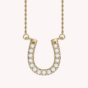 Horseshoe Lab Grown Diamond Pendant Necklace Sterling Silver