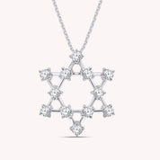 Sparkling White Cubic Zirconia Jewish Star of David Pendant Necklace