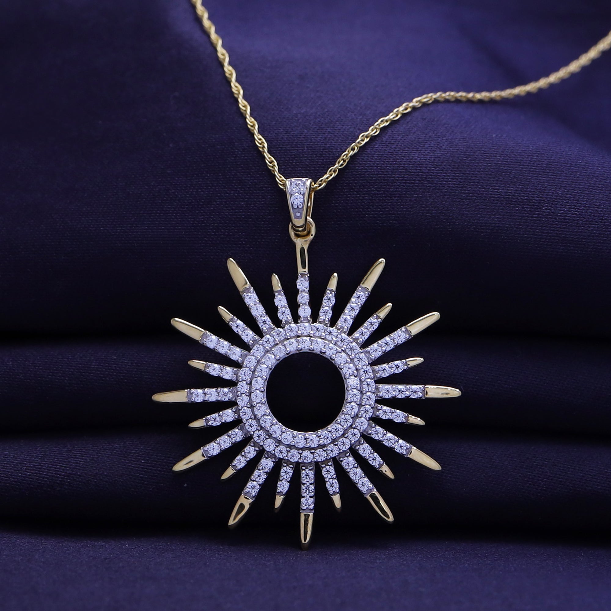 White Cubic Zirconia Sunburst Pendant Necklace – AFFY