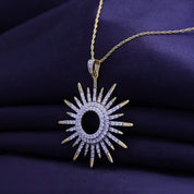 White Cubic Zirconia Sunburst Pendant Necklace