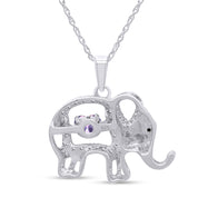 Elephant Pendant Necklace Sterling Silver
