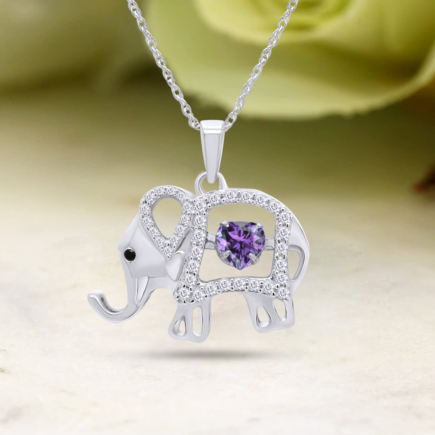 Elephant Pendant Necklace Sterling Silver