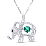 Elephant Pendant Necklace Sterling Silver