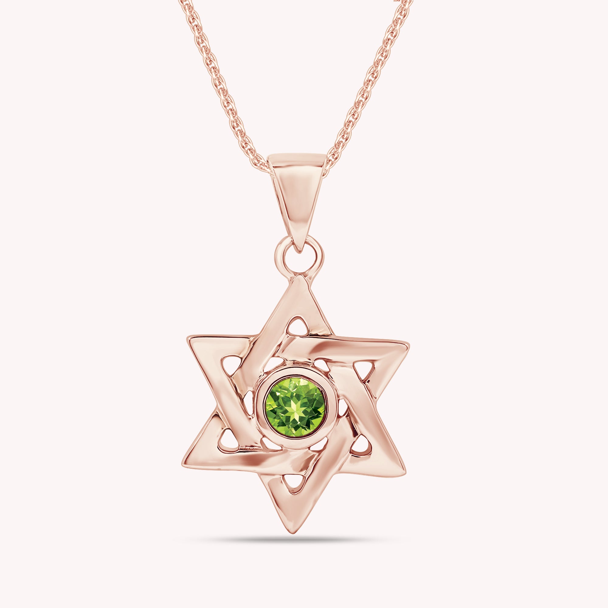 Simulated Round Birthstone Jewish Star of David Pendant Necklace