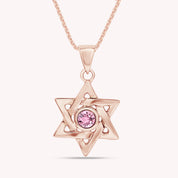 Simulated Round Birthstone Jewish Star of David Pendant Necklace