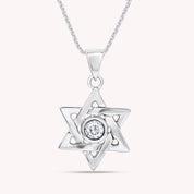 Simulated Round Birthstone Jewish Star of David Pendant Necklace
