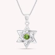 Simulated Round Birthstone Jewish Star of David Pendant Necklace