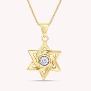 Simulated Round Birthstone Jewish Star of David Pendant Necklace