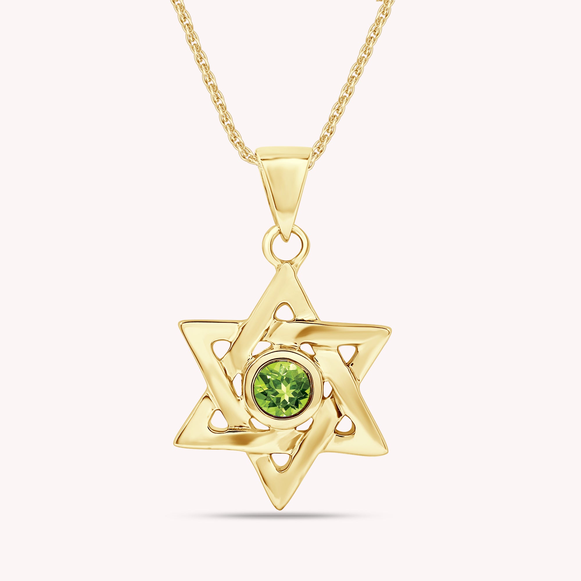 Simulated Round Birthstone Jewish Star of David Pendant Necklace